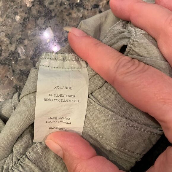 Thread & Supply Paperbag Waist Wide Leg Crop Pants Size XXL Olive Green - Picture 4 of 5